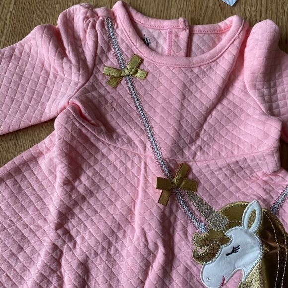 Kids Headquarters Unicorn Metallic Long Sleeve 2 Piece Set Pink Gray 18 Months - Picture 4 of 11